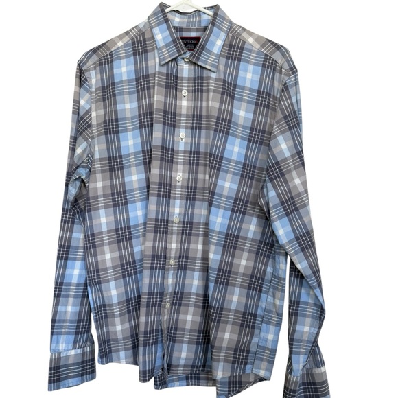 UnTuckit Mens Sz M Blue Plaid Long Sleeve Shirt - Picture 1 of 7